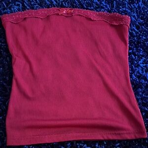 Red Lace Trim Tube Top